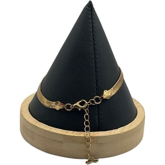 Gold Herringbone Chain Bracelet Adjustable Lobster Clasp - Picture 3 of 6